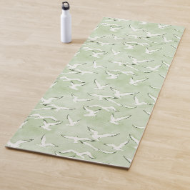 Green And White Seagull Bird Beach Pattern Yogamat ヨガマット