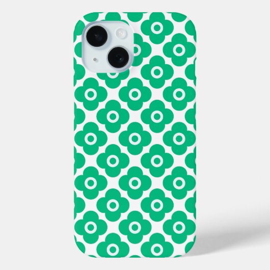 Green and white simple floral pattern retro Case-Mate iPhoneケース (裏面)