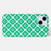 Green and white simple floral pattern retro Case-Mate iPhoneケース (裏面 (横))