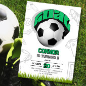 Green and White Soccer Ball Birthday Party  招待状