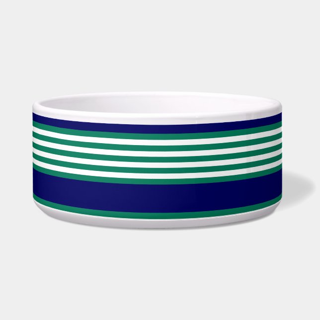 Green and white stripes pattern with navy blue ボウル (正面)