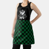 Green and White Tartan Plaid Pattern エプロン (インサイチュ)
