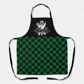 Green and White Tartan Plaid Pattern エプロン (正面)