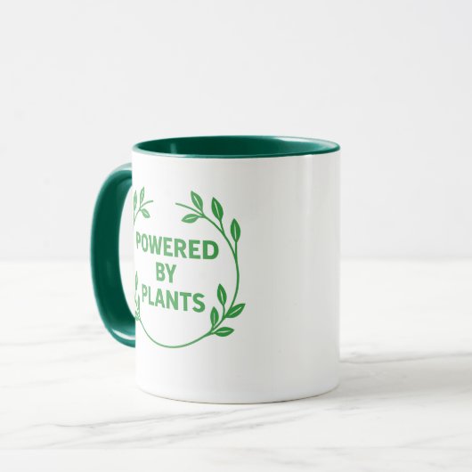 Green and White Vegan Plant Based Mug マグカップ (正面左)