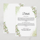 Green and White Watercolor Floral Wedding Details エンクロージャーカード (正面/裏面)