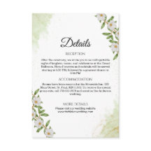 Green and White Watercolor Floral Wedding Details