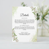 Green and White Watercolor Floral Wedding Details エンクロージャーカード (スタンド正面)