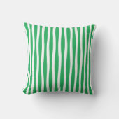Green and White Wavy Stripe Throw Pillow クッション (正面)