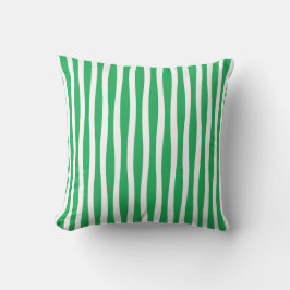 Green and White Wavy Stripe Throw Pillow クッション