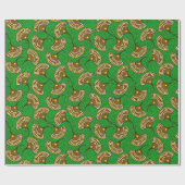 Green And Yellow Ankara Fan Print Wrapping Paper ラッピングペーパー (フラット)