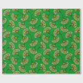 Green And Yellow Ankara Fan Print Wrapping Paper ラッピングペーパー (フラット)