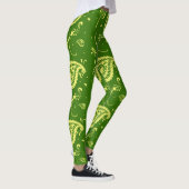 Green And Yellow Kalka Print Women's Leggings レギンス (右)