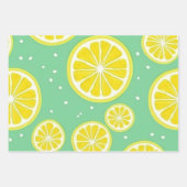 Green and Yellow Lemon Pattern ラッピングペーパーシート (正面2)