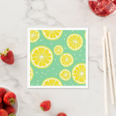 Green and Yellow Lemon Slice Pattern スタンダードカクテルナプキン (インサイチュ)