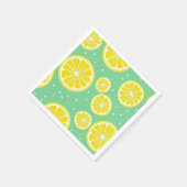 Green and Yellow Lemon Slice Pattern スタンダードカクテルナプキン (角)