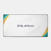 Green and Yellow Modern Pattern with Custom Sign デスクマット (正面)