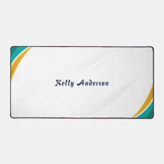 Green and Yellow Modern Pattern with Custom Sign デスクマット