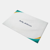 Green and Yellow Modern Pattern with Custom Sign ドアマット (アングル)