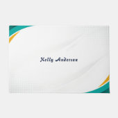 Green and Yellow Modern Pattern with Custom Sign ドアマット (正面)