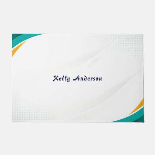 Green and Yellow Modern Pattern with Custom Sign ドアマット (正面)