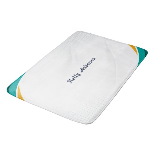 Green and Yellow Modern Pattern with Custom Sign バスマット (アングル)