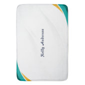 Green and Yellow Modern Pattern with Custom Sign バスマット (正面縦)