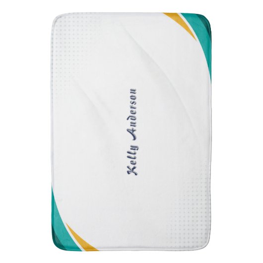 Green and Yellow Modern Pattern with Custom Sign バスマット (正面縦)