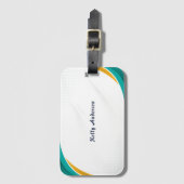 Green and Yellow Modern Pattern with Custom Sign ラゲッジタグ (正面縦)