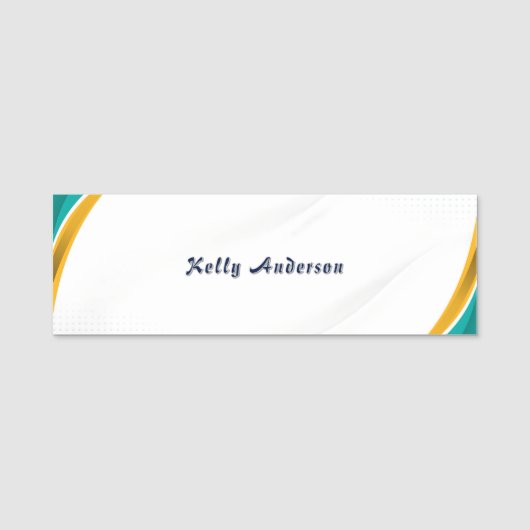 Green and Yellow Modern Pattern with Custom Sign 名札 (正面)