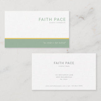 Green and Yellow Modern School Counselor  名刺