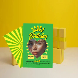 Green and Yellow Retro Birthday Greetings,vintage 招待状