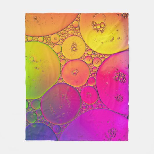 Green and yellow round illustration フリースブランケット (正面)