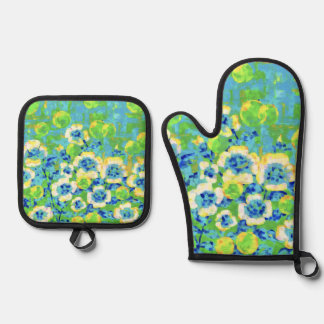 Green and Yellow Summer Oven Mitt 鍋つかみ&鍋敷きセット