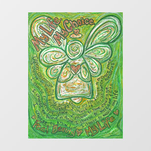 Green Angel with Cancer詩アートの窓が貼り付く ウィンドウサイン