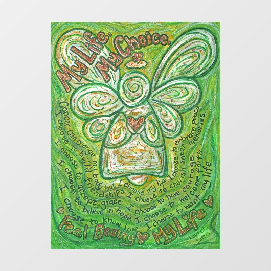 Green Angel with Cancer詩アートの窓が貼り付く ウィンドウサイン (シート)