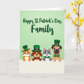 Green Animal Friends Holiday Card カード (黄色い花)