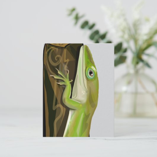 Green Anole Lizard ポストカード (スタンド正面)