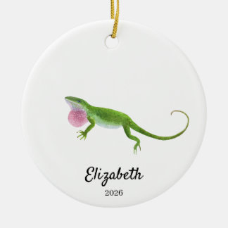 Green Anole Ornament,Custom Christmas Keepsake セラミックオーナメント