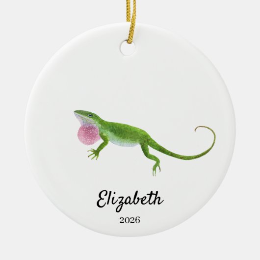 Green Anole Ornament,Custom Christmas Keepsake セラミックオーナメント (正面)