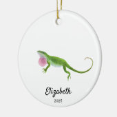Green Anole Ornament,Custom Christmas Keepsake セラミックオーナメント (左)