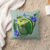 Green Anole with Morning Glory  クッション (ブランケット)