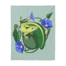 Green Anole with Morning Glory 