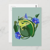 Green Anole with Morning Glory  ポストカード (正面/裏面)