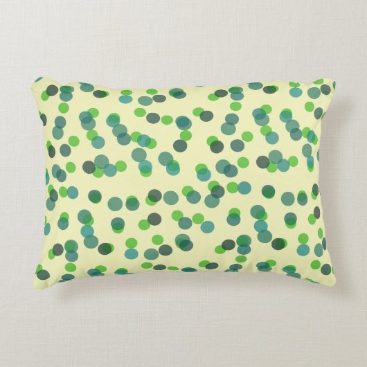 green apple and teal polka dots アクセントクッション (正面)