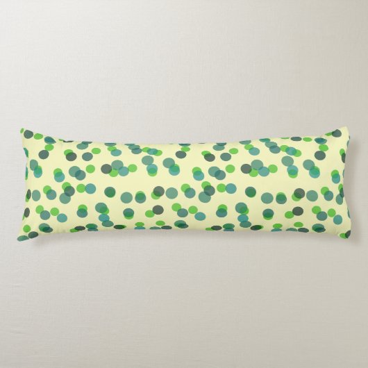 green apple and teal polka dots ボディピロー (正面)