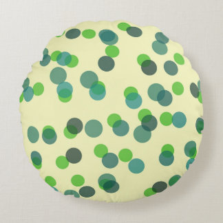 green apple and teal polka dots ラウンドクッション
