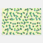 green apple and teal polka dots ラッピングペーパーシート (正面)