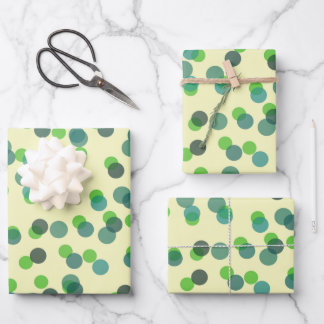 green apple and teal polka dots ラッピングペーパーシート