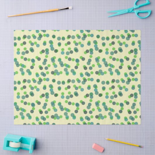 green apple and teal polka dots 薄葉紙 (クラフト)