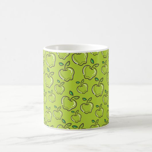 Green Apple Pattern Design コーヒーマグカップ (中央)